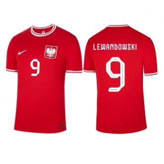 Herren Fußballbekleidung Polen Robert Lewandowski #9 Auswärtstrikot WM 2022 Kurzarm